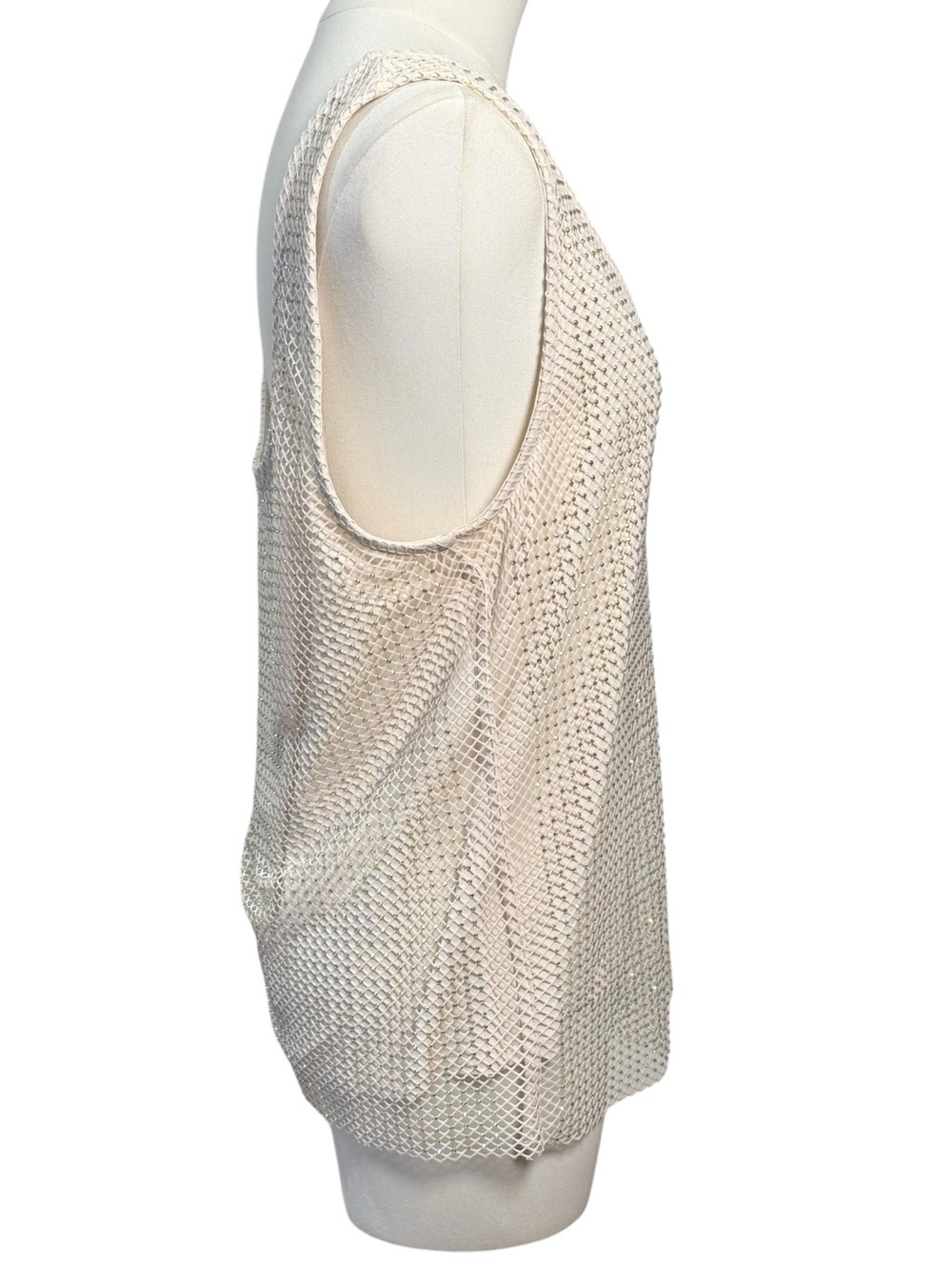 NWT - Anthropologie Sunday in Brooklyn Rhinestone Mesh Tank Ivory Size Medium - Picture 6 of 9